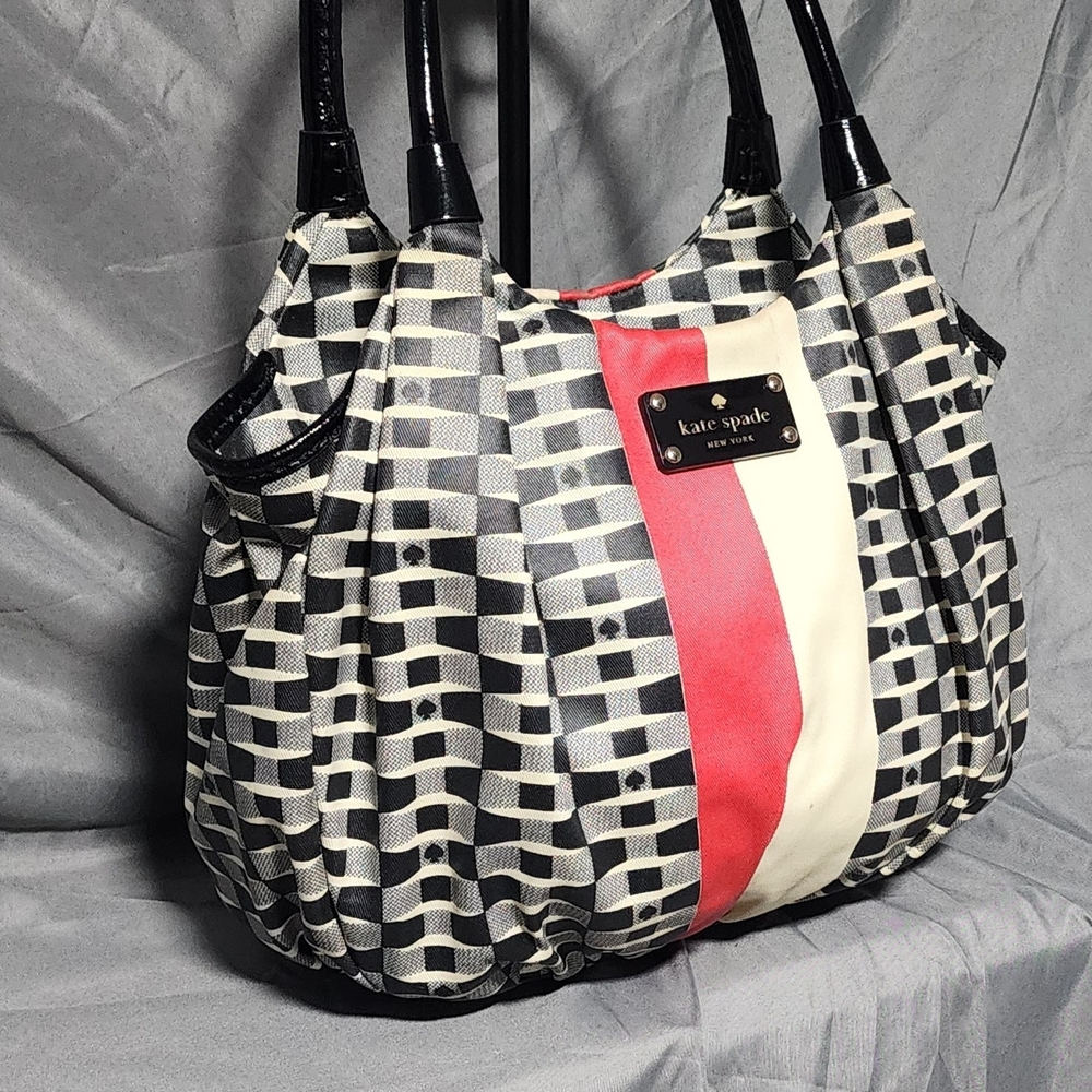 Kate Spade Karen Storybook Lining Leather Hobo Shoulderbag Purse Satchel